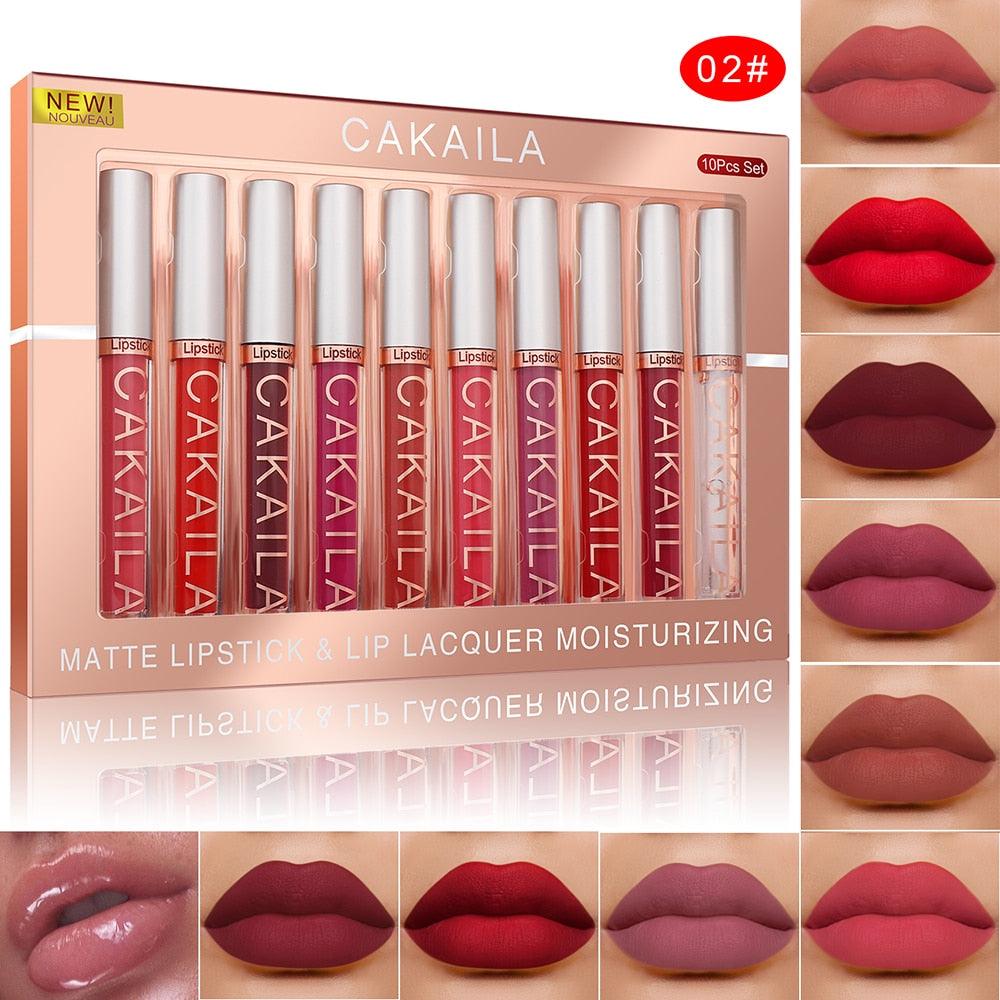 Kit Cakaila - Batons Matte + Lipgloss Finalizador - Festa do Desconto