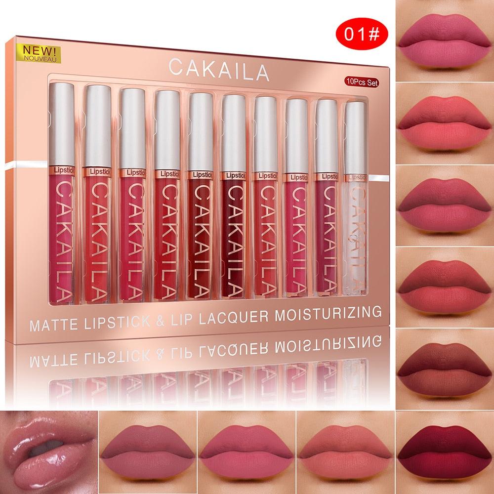 Kit Cakaila - Batons Matte + Lipgloss Finalizador - Festa do Desconto
