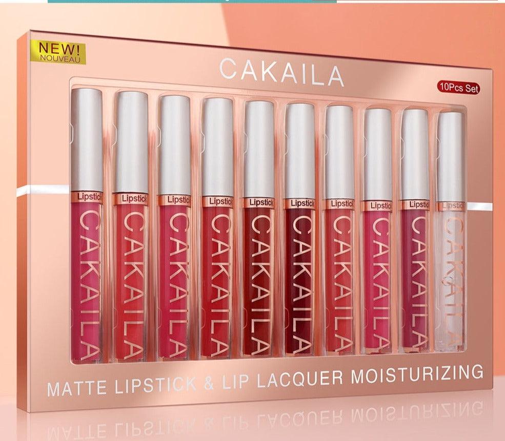Kit Cakaila - Batons Matte + Lipgloss Finalizador - Festa do Desconto