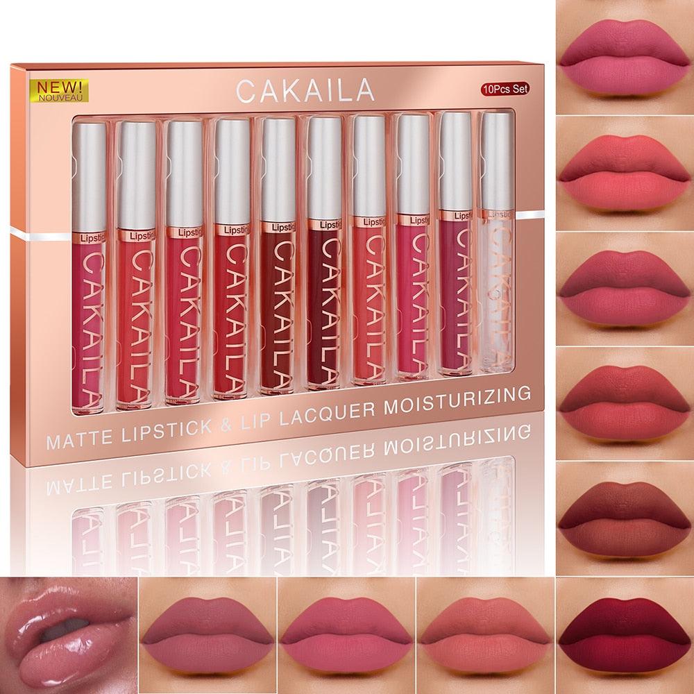 Kit Cakaila - Batons Matte + Lipgloss Finalizador - Festa do Desconto