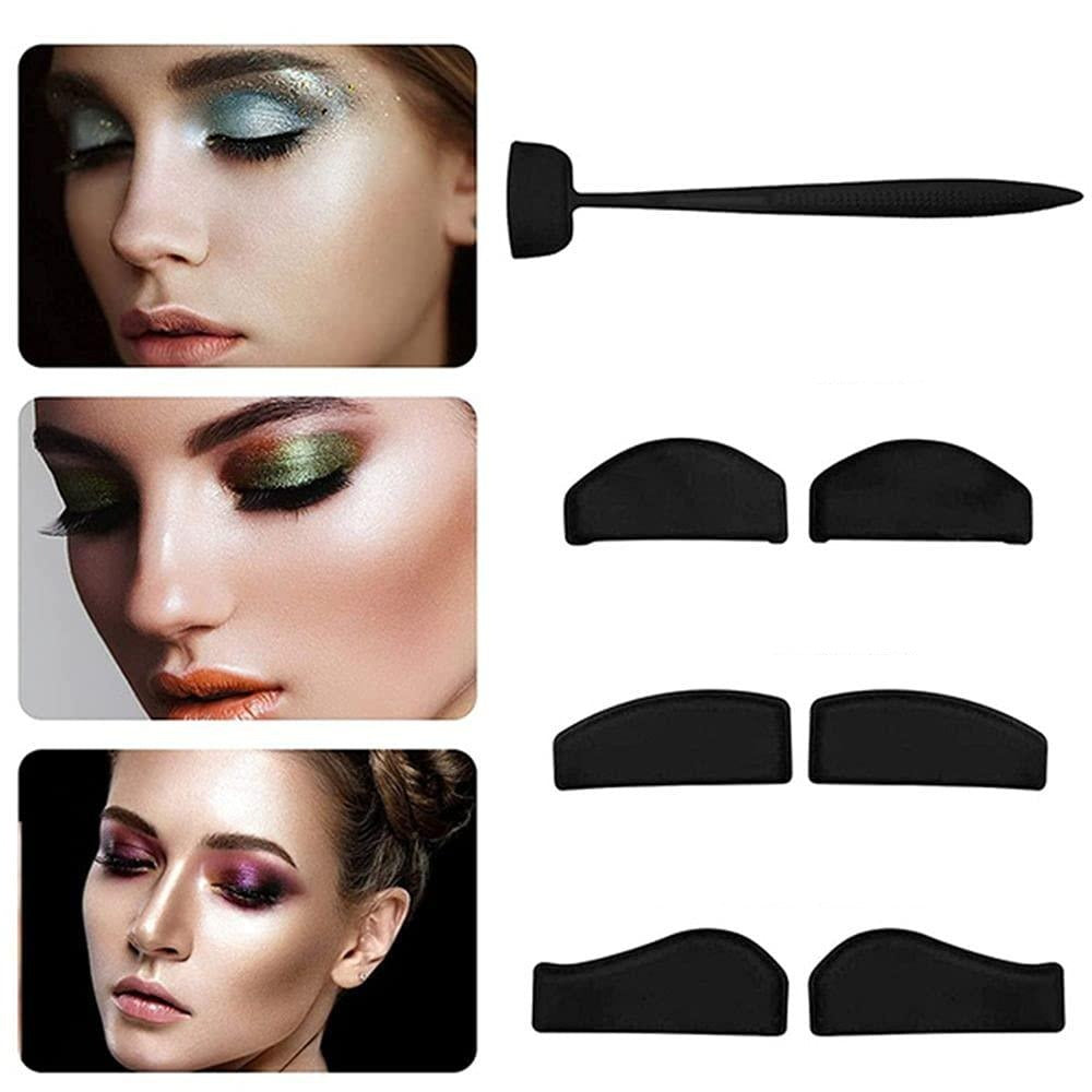 6 in 1 Eyeshadow Stencil Crease Line Kit Lazy Eye shadow Fixer Eyebrow Stamp Seal Molds Cut Crease for Eyes Makeup kit Tool Set - Festa do Desconto