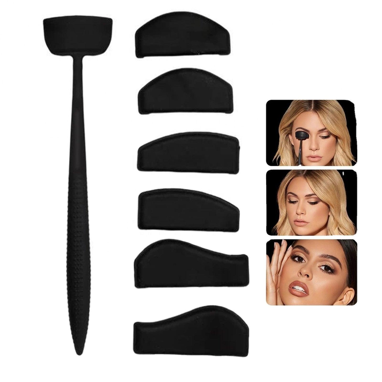 6 in 1 Eyeshadow Stencil Crease Line Kit Lazy Eye shadow Fixer Eyebrow Stamp Seal Molds Cut Crease for Eyes Makeup kit Tool Set - Festa do Desconto